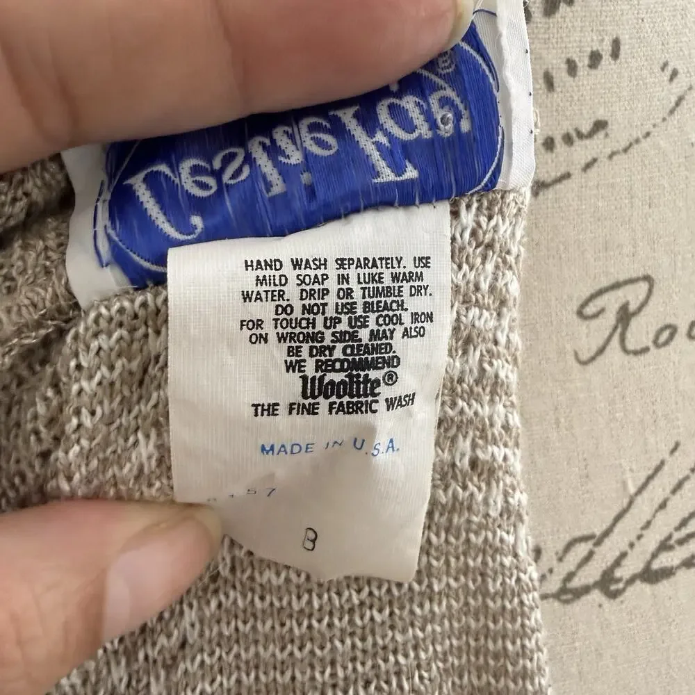 Vintage Leslie Fay 70's Beige Polka Dot Knit Sweater Vest Made In USA size 8
